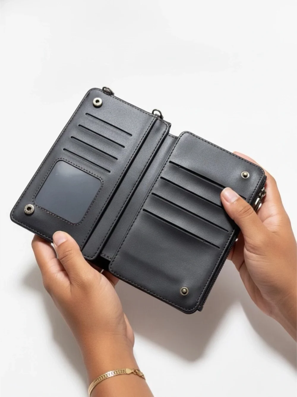 Black Crossbody Phone Bag with Removable Wristlet